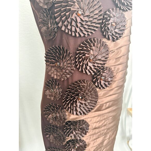 Franccesca Bellini Women Sleeveless Embellished‎ Lined Midi Dress. Brown. S/M - Picture 4 of 14